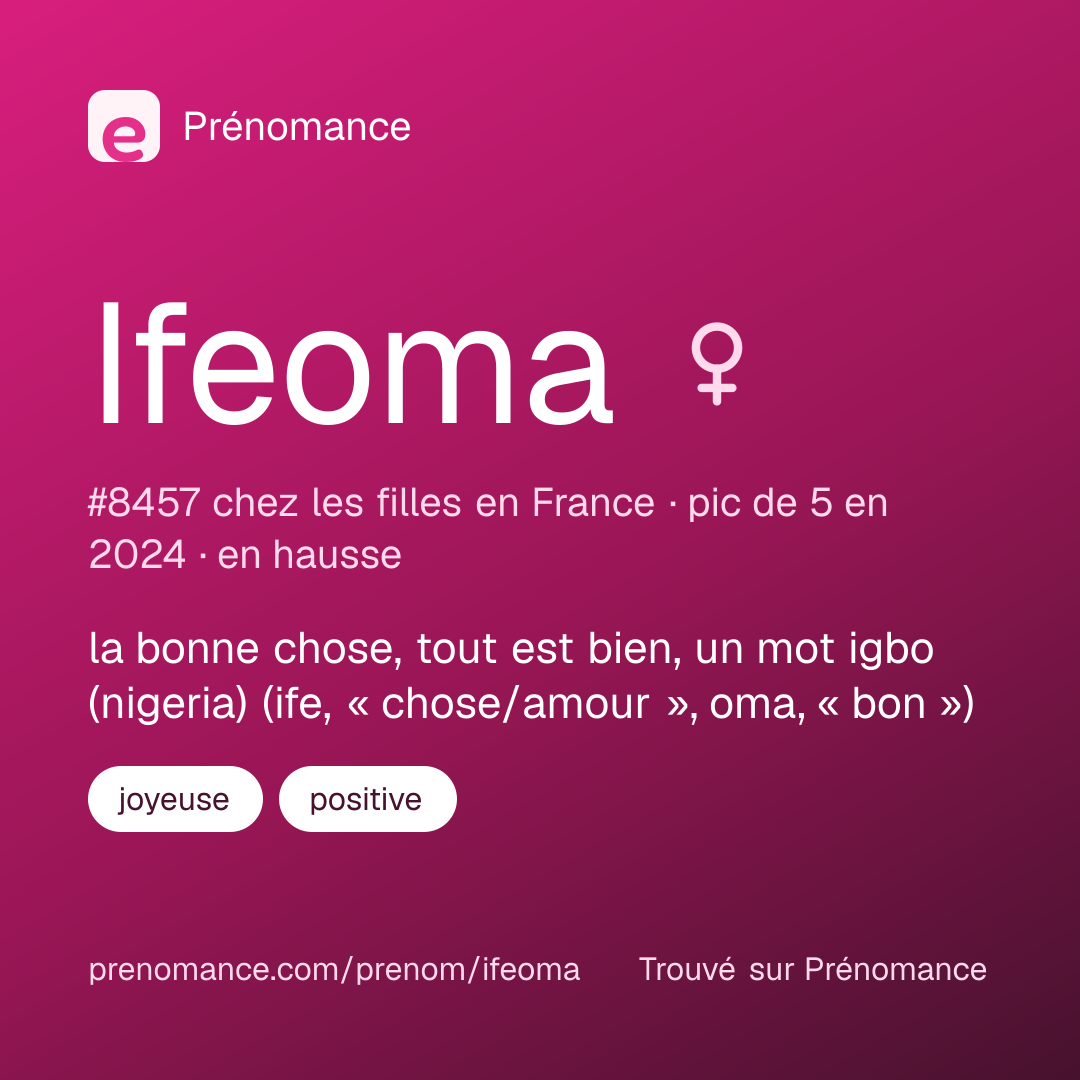 Carte de partage du prénom Ifeoma