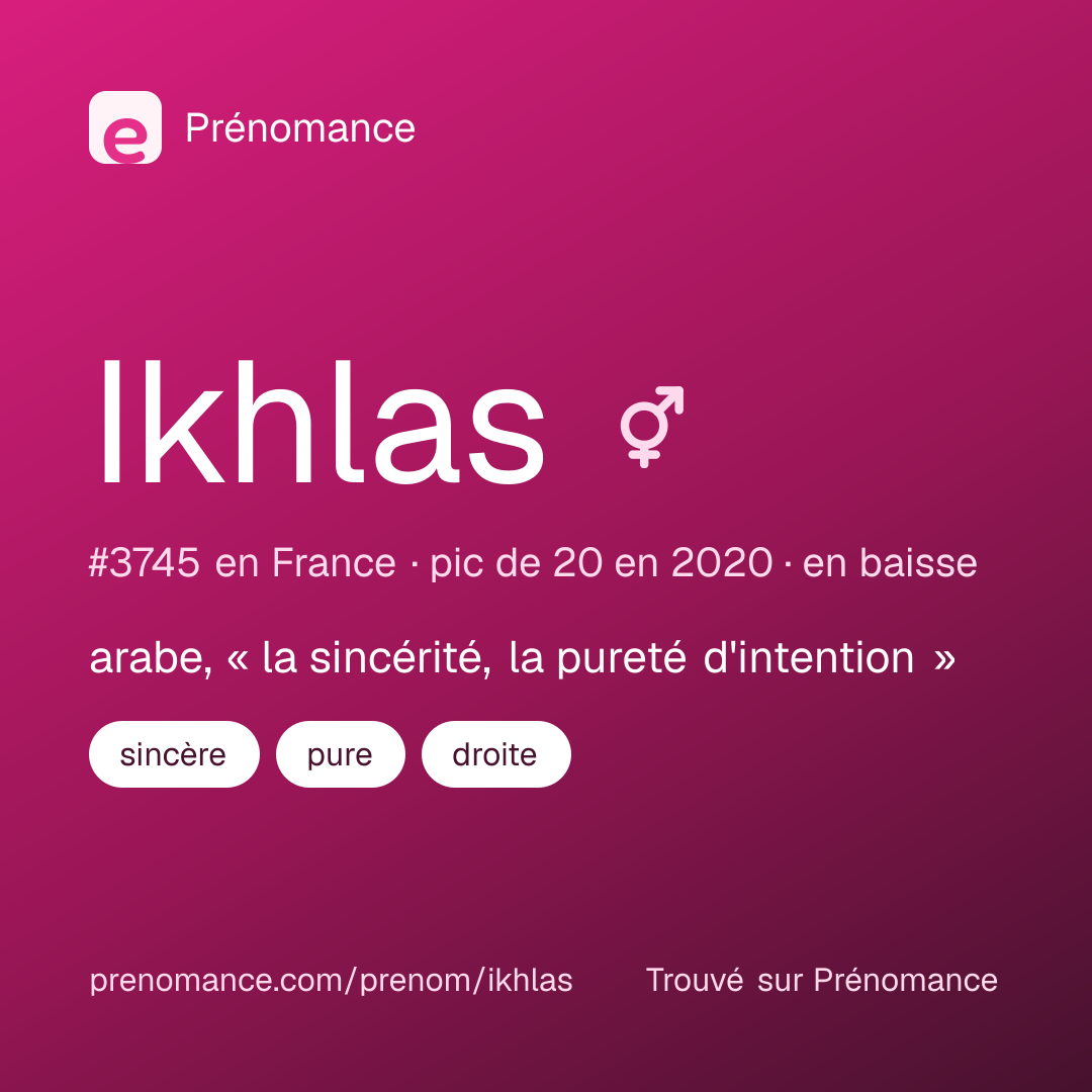 Carte de partage du prénom Ikhlas