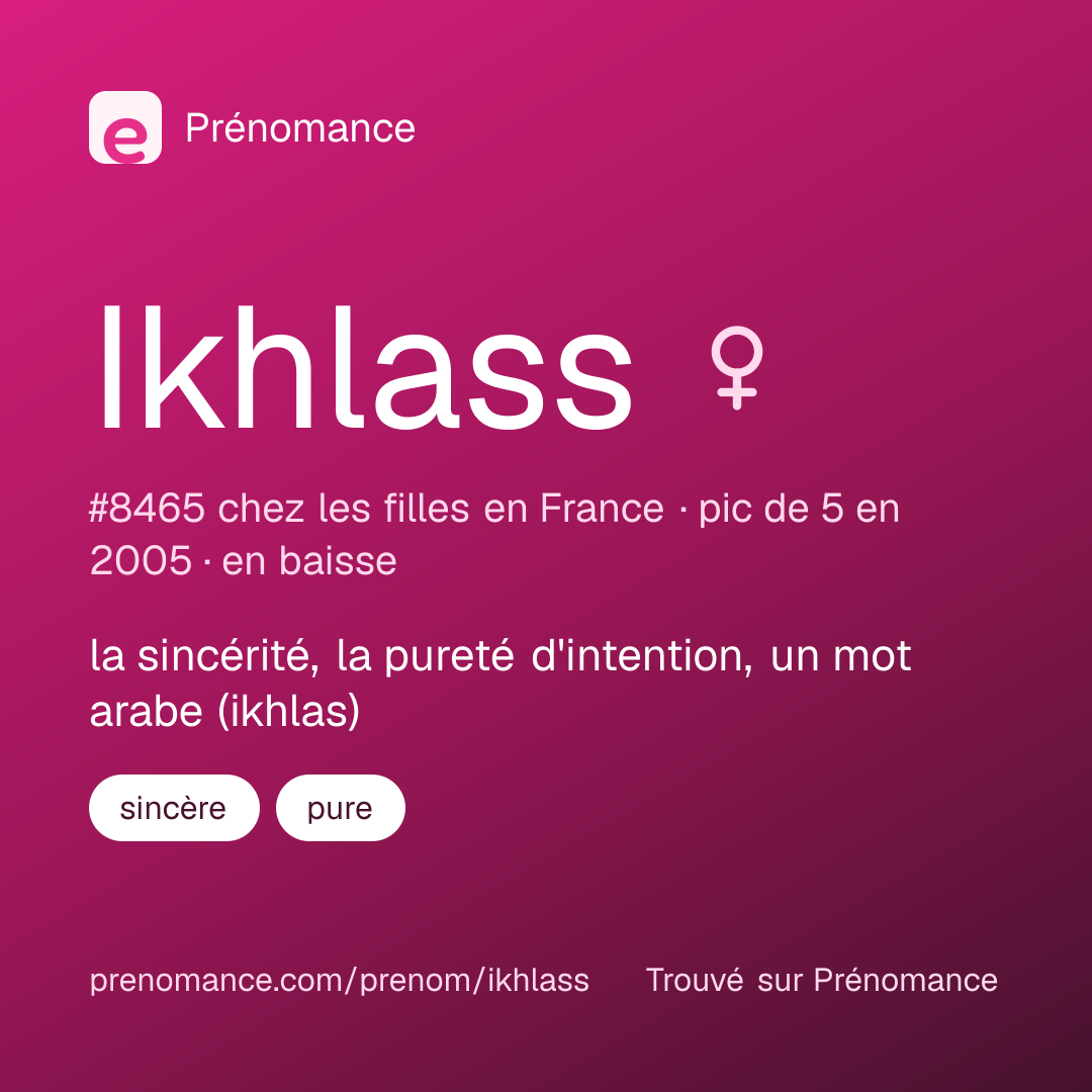 Carte de partage du prénom Ikhlass