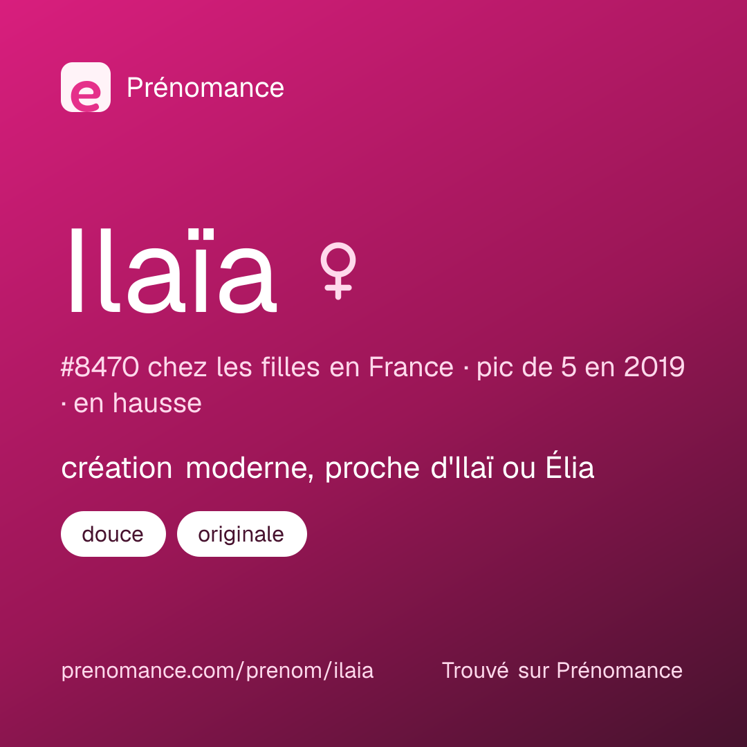 Carte de partage du prénom Ilaïa