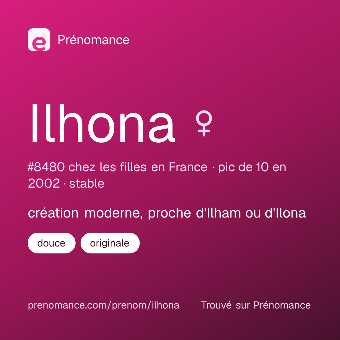 Carte de partage du prénom Ilhona