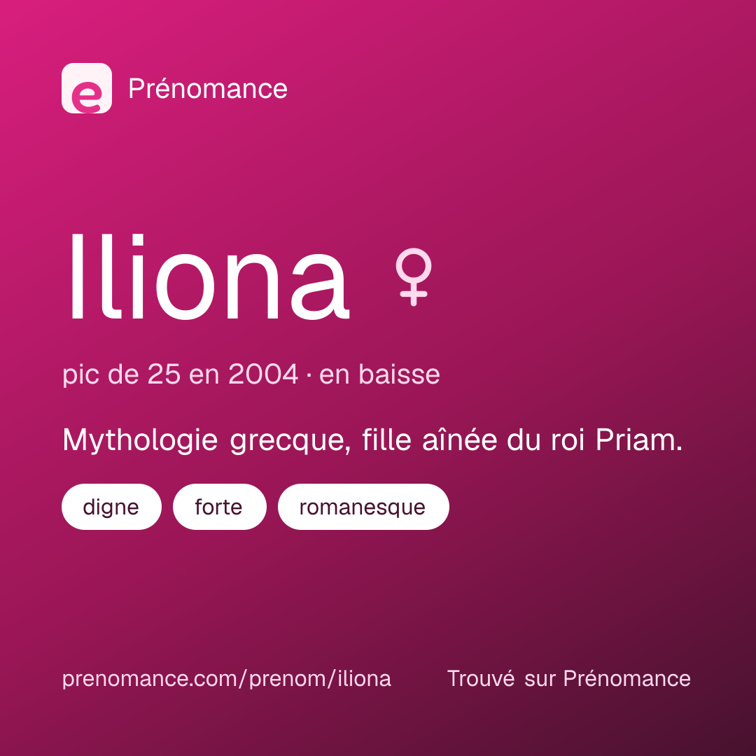 Carte de partage du prénom Iliona