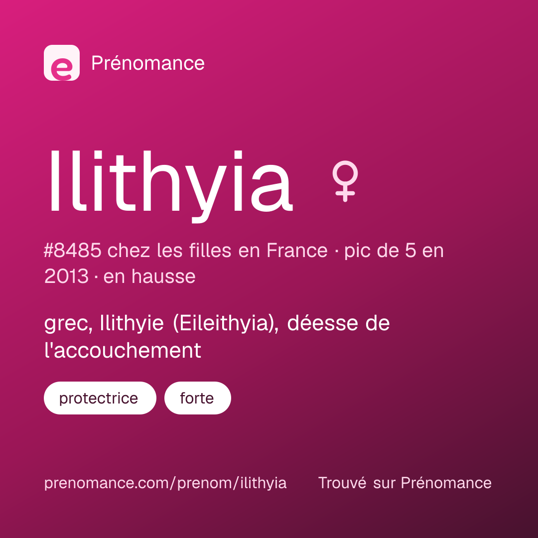 Carte de partage du prénom Ilithyia
