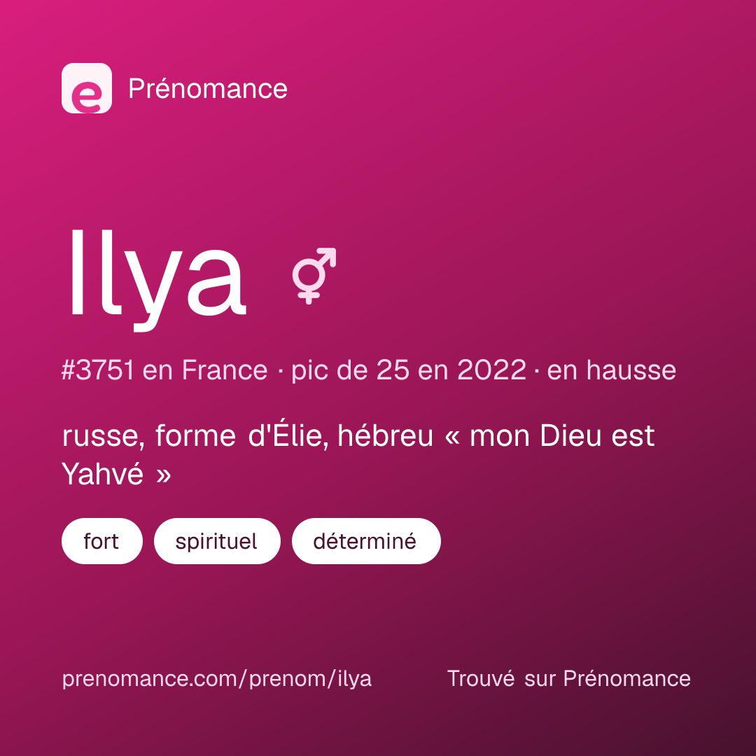 Carte de partage du prénom Ilya