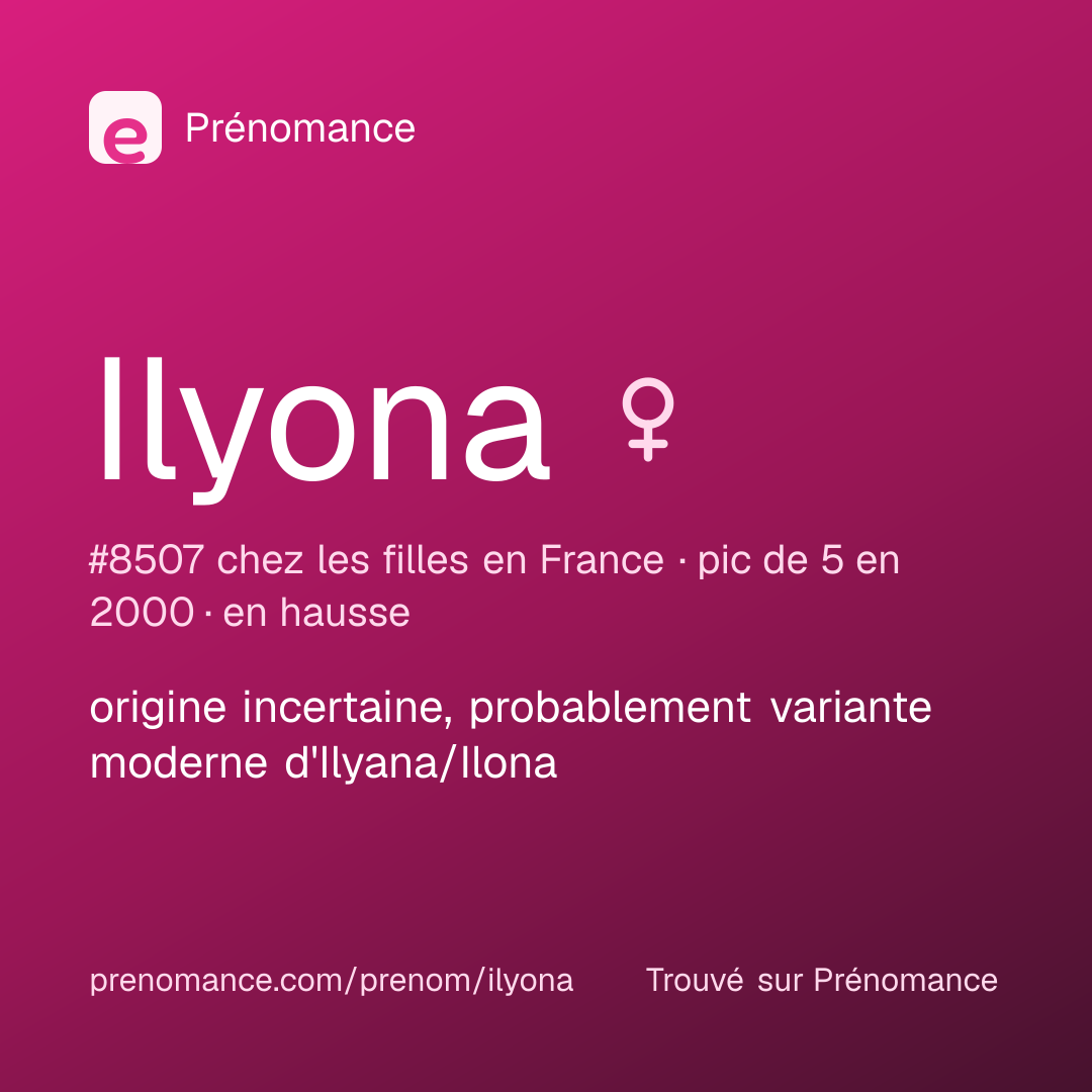 Carte de partage du prénom Ilyona