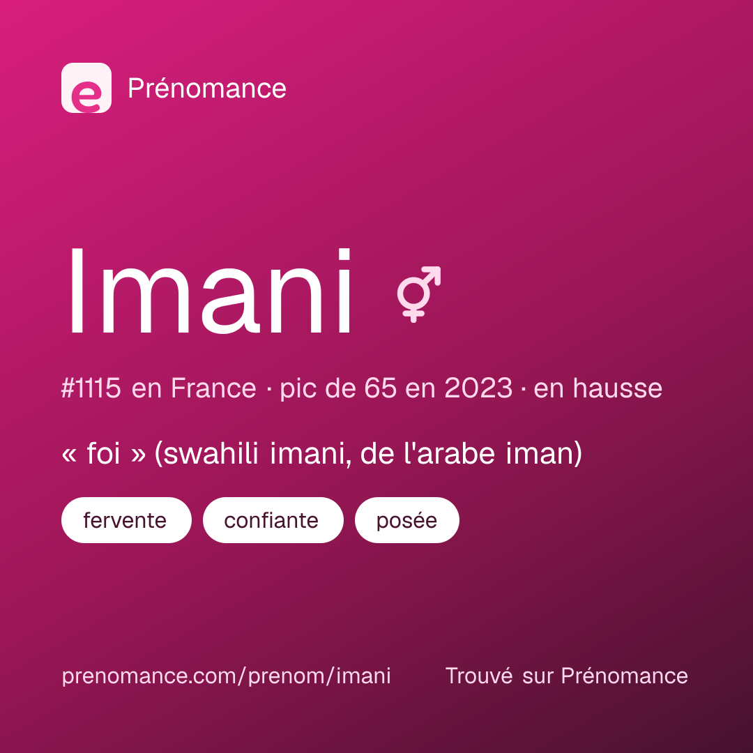 Carte de partage du prénom Imani