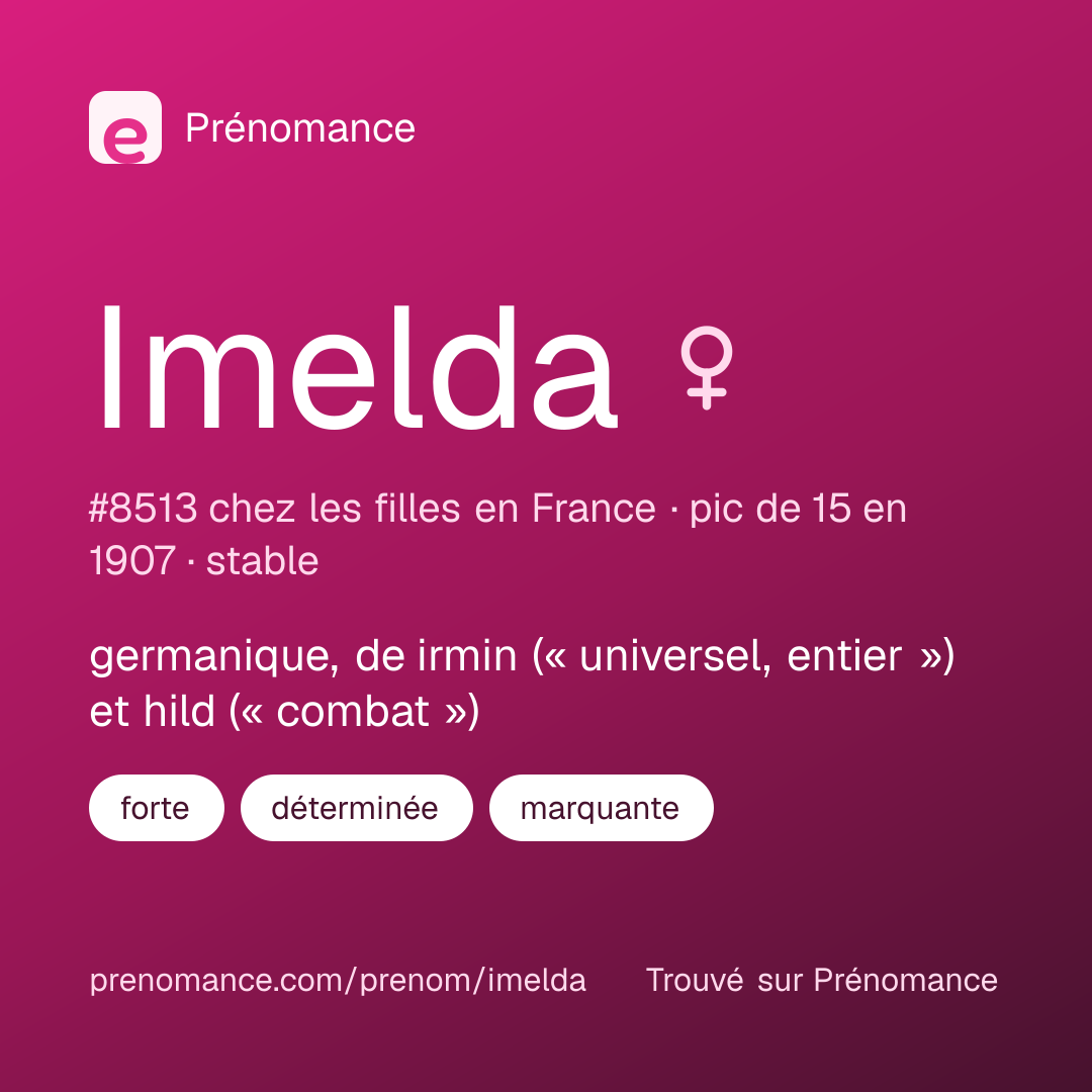 Carte de partage du prénom Imelda