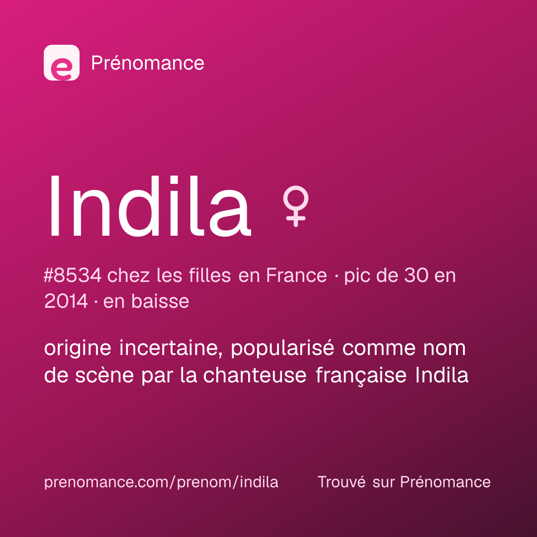 Carte de partage du prénom Indila