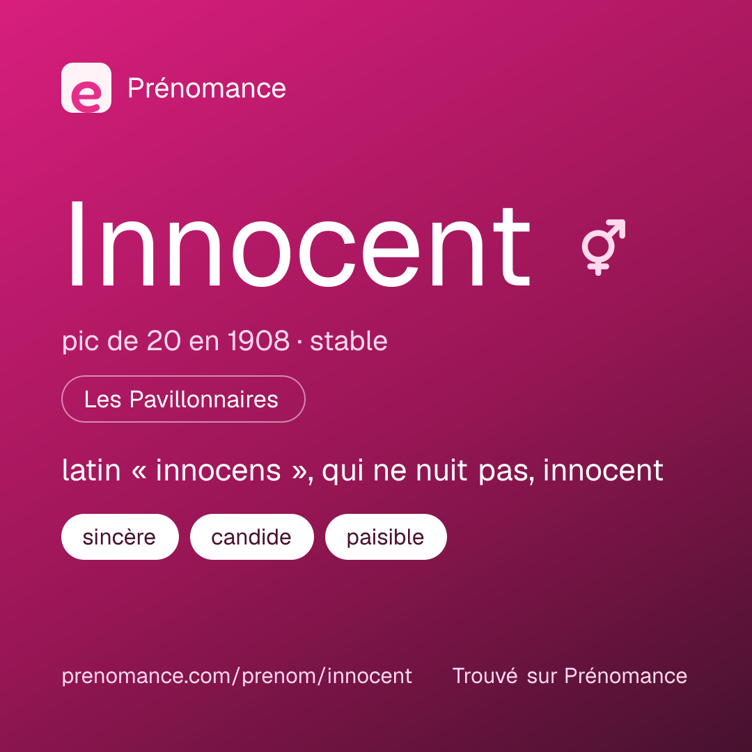 Carte de partage du prénom Innocent