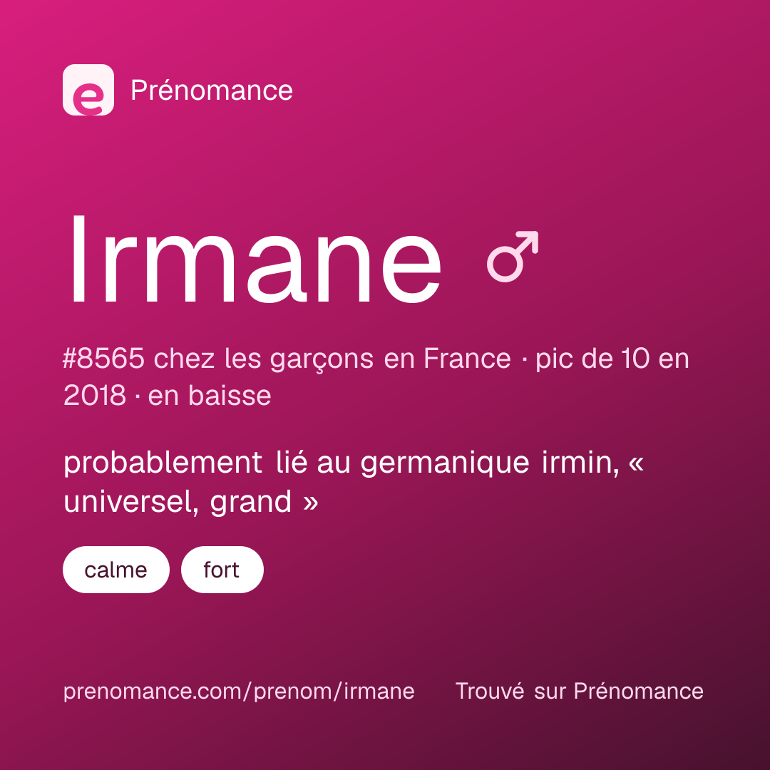 Carte de partage du prénom Irmane