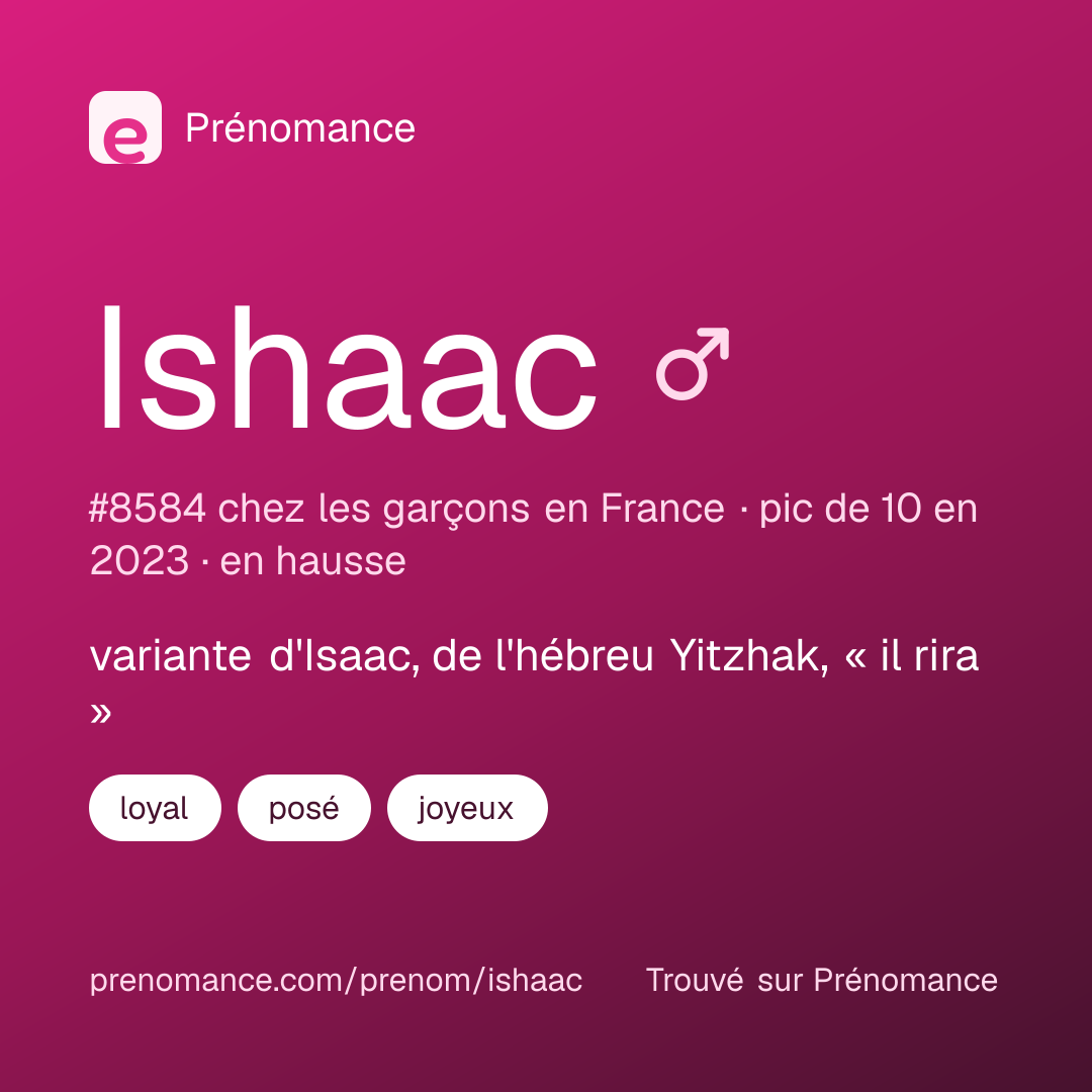 Carte de partage du prénom Ishaac
