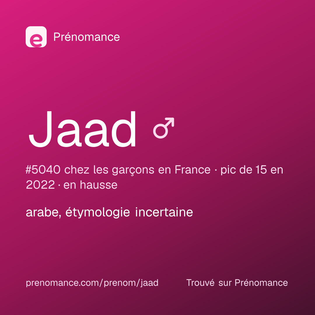 Carte de partage du prénom Jaad