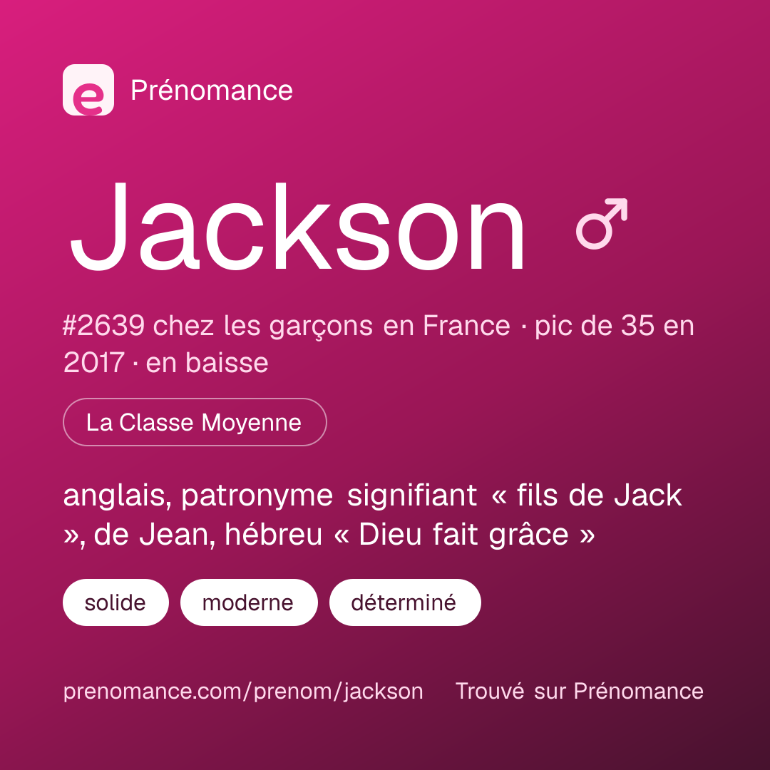 Carte de partage du prénom Jackson
