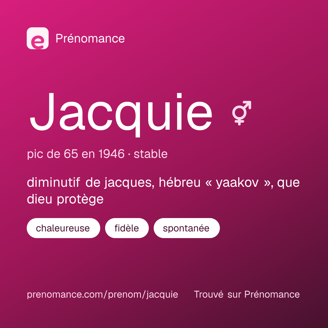 Carte de partage du prénom Jacquie