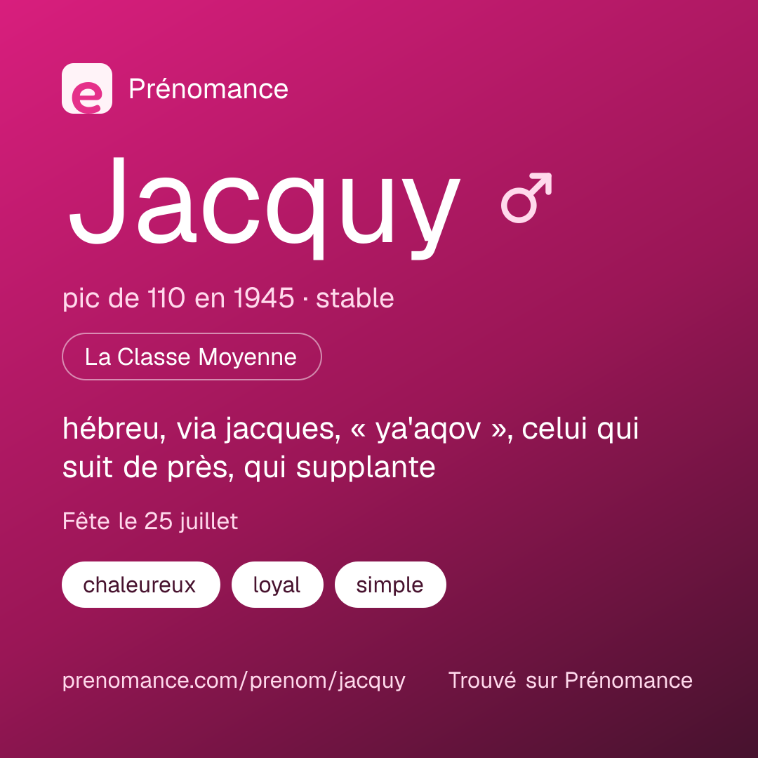 Carte de partage du prénom Jacquy