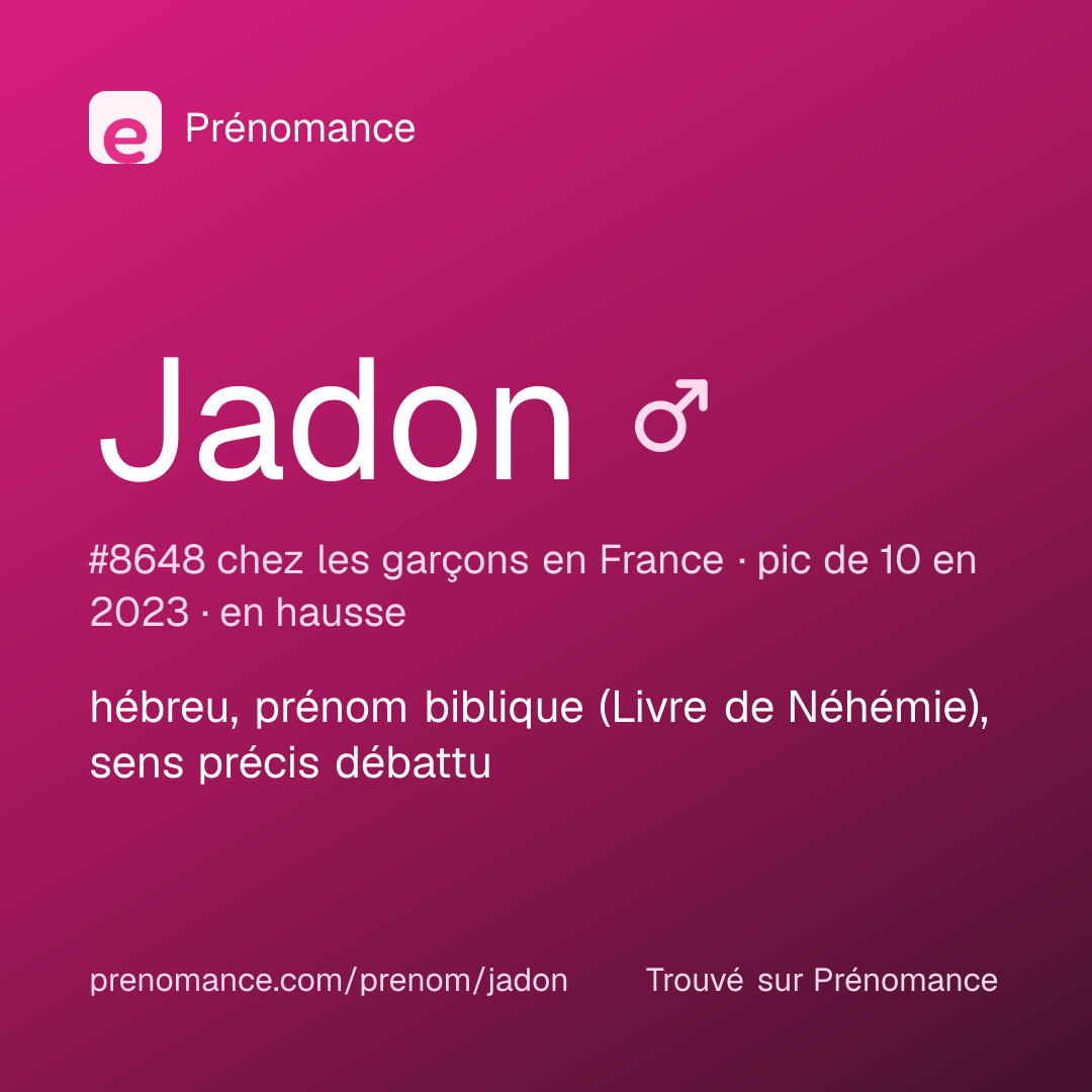 Carte de partage du prénom Jadon