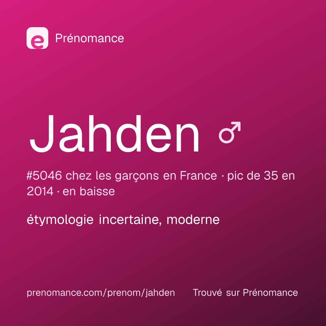 Carte de partage du prénom Jahden