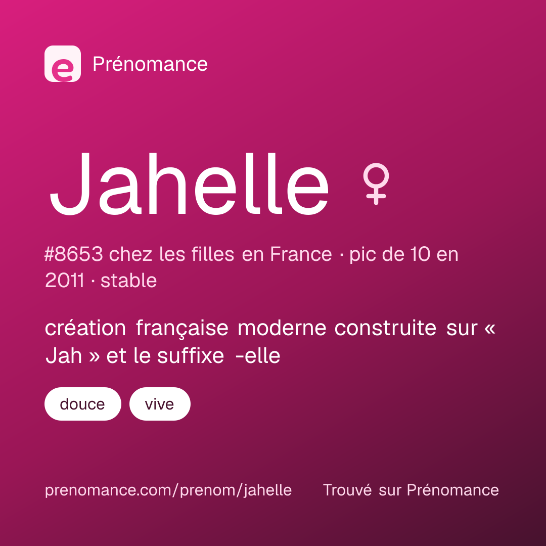 Carte de partage du prénom Jahelle