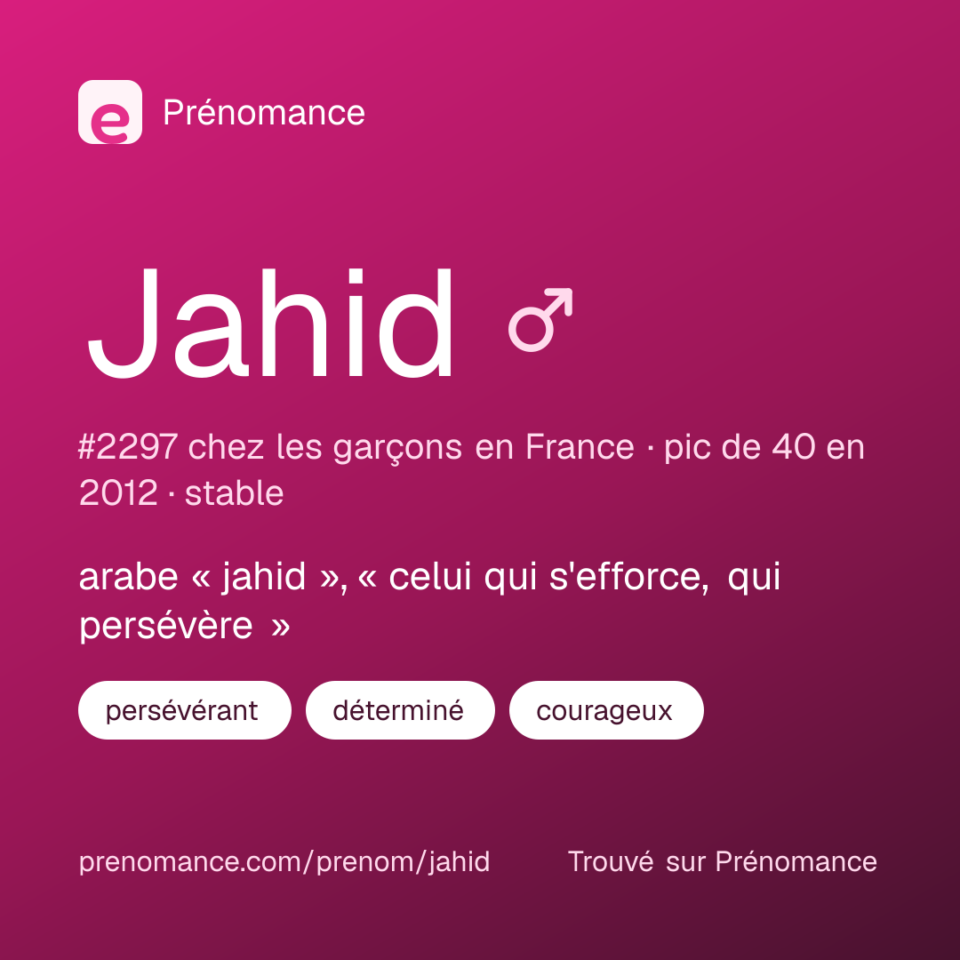 Carte de partage du prénom Jahid