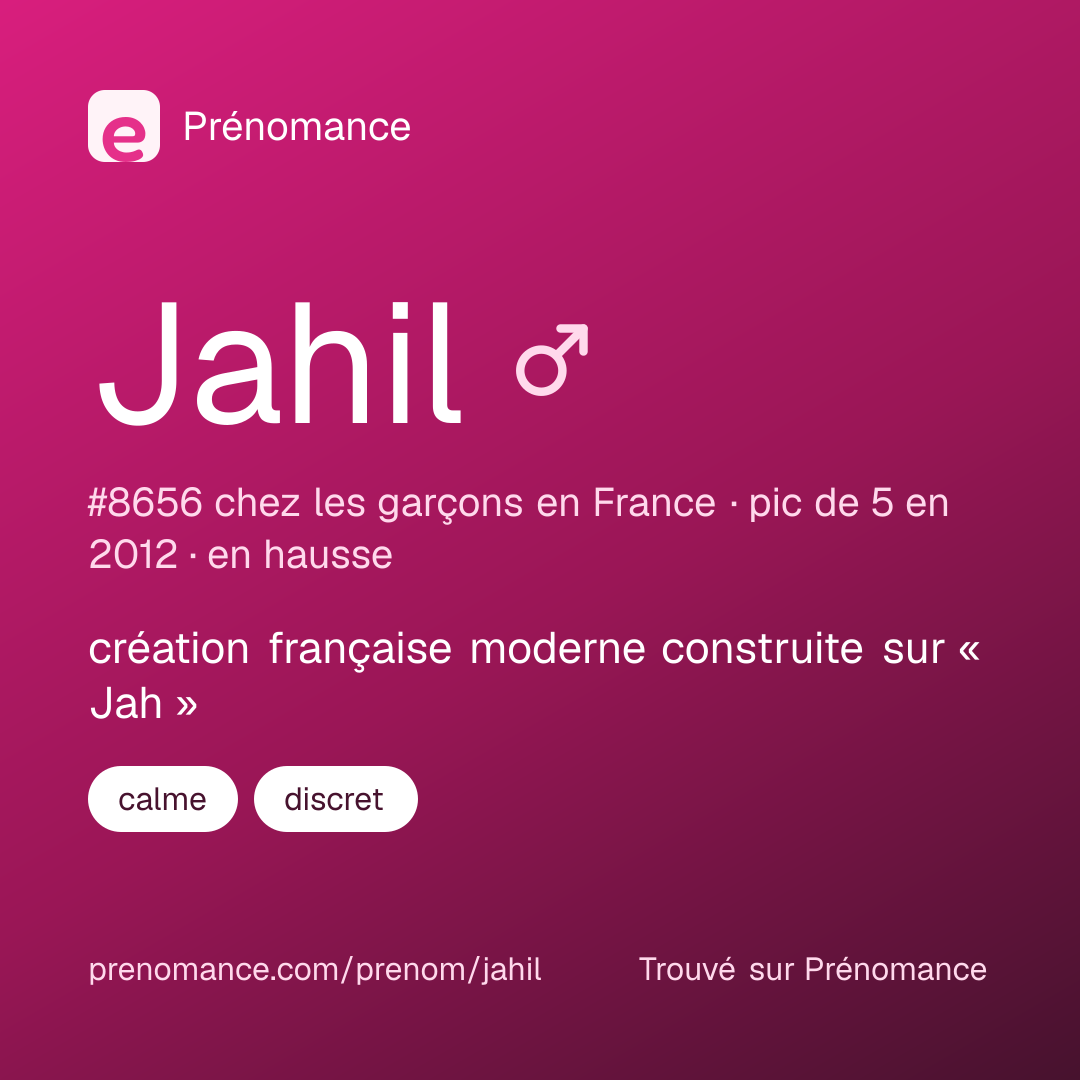 Carte de partage du prénom Jahil