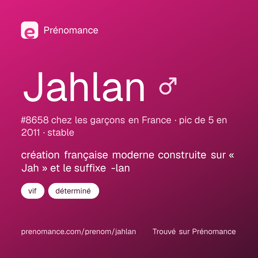 Carte de partage du prénom Jahlan