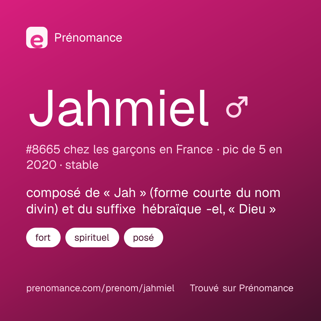 Carte de partage du prénom Jahmiel
