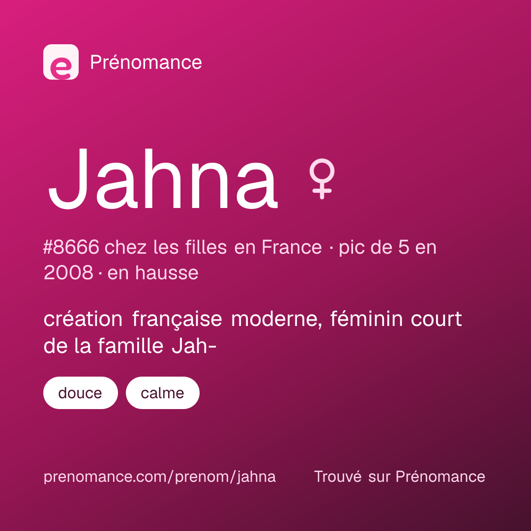 Carte de partage du prénom Jahna