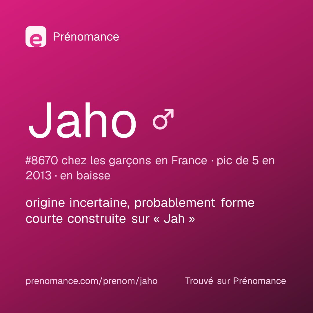 Carte de partage du prénom Jaho