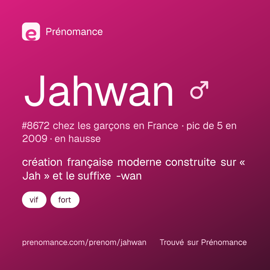 Carte de partage du prénom Jahwan