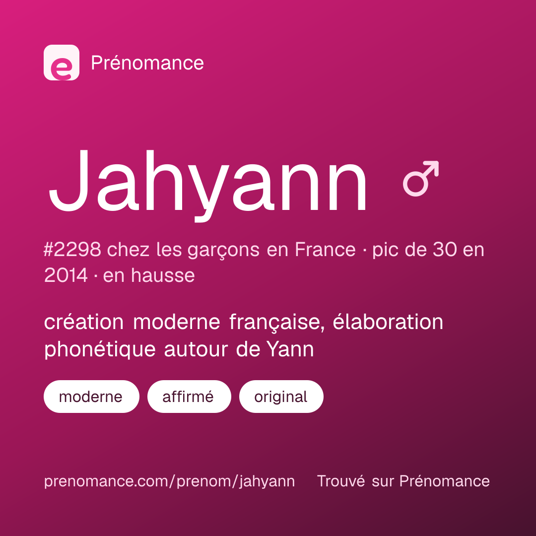 Carte de partage du prénom Jahyann