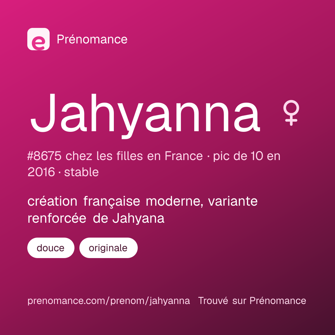 Carte de partage du prénom Jahyanna