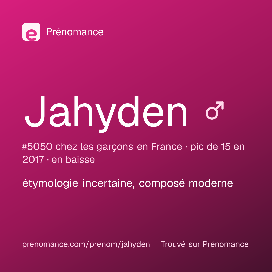 Carte de partage du prénom Jahyden