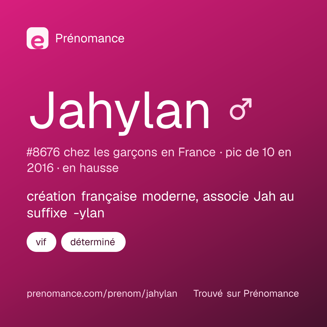 Carte de partage du prénom Jahylan