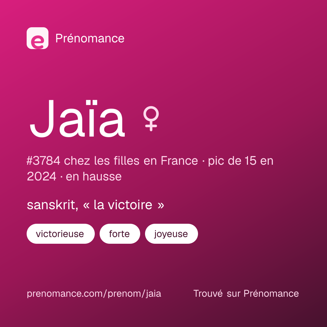 Carte de partage du prénom Jaïa