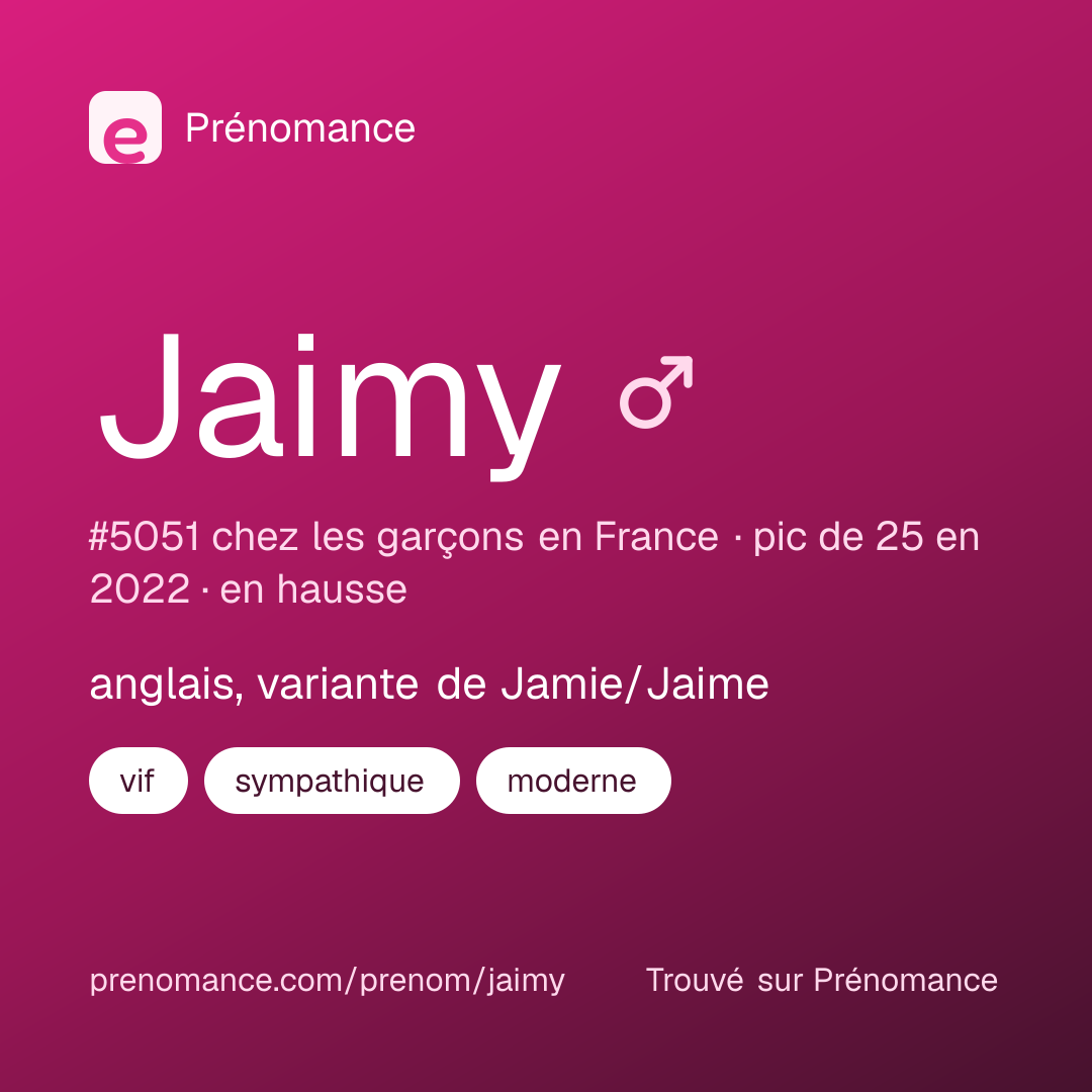 Carte de partage du prénom Jaimy