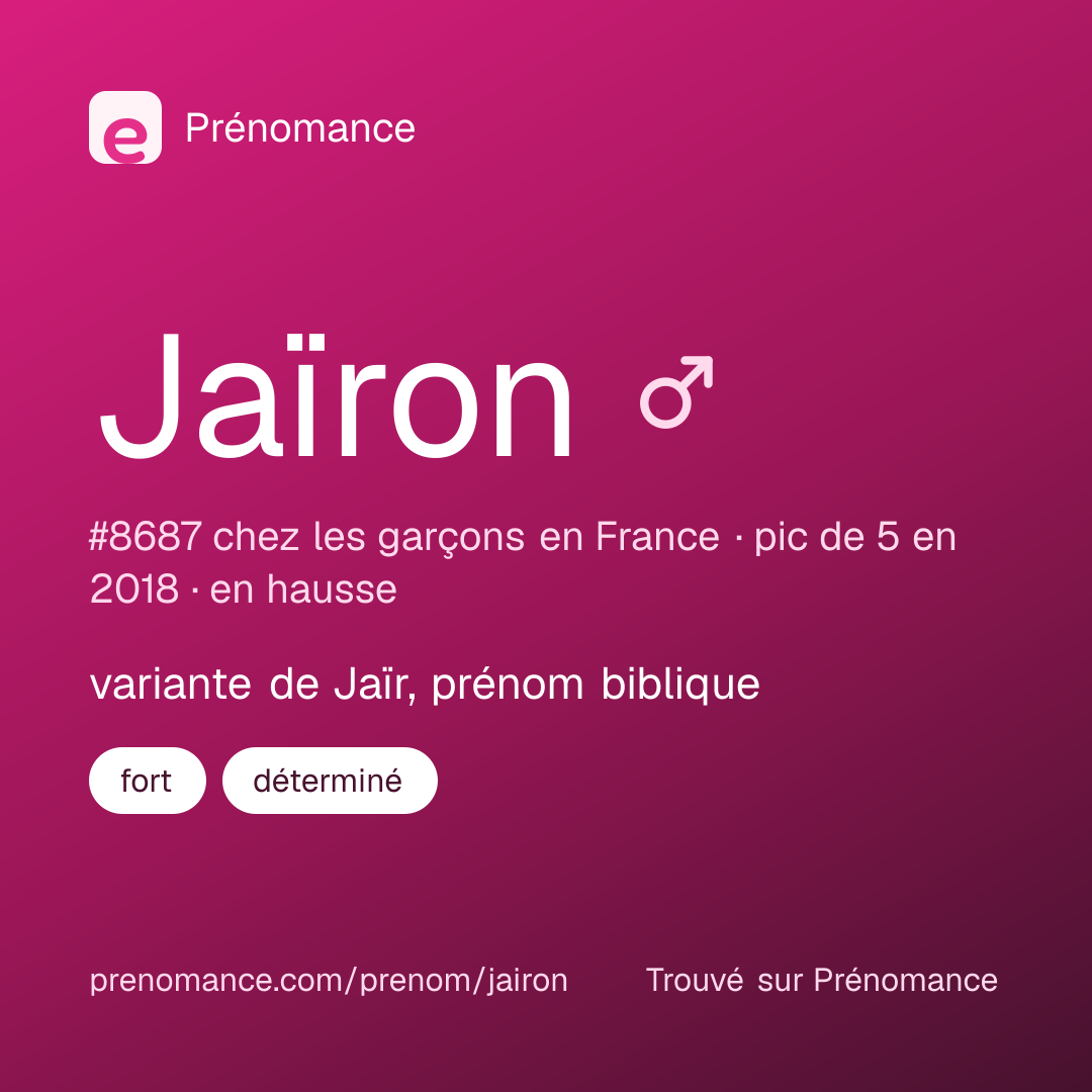 Carte de partage du prénom Jaïron