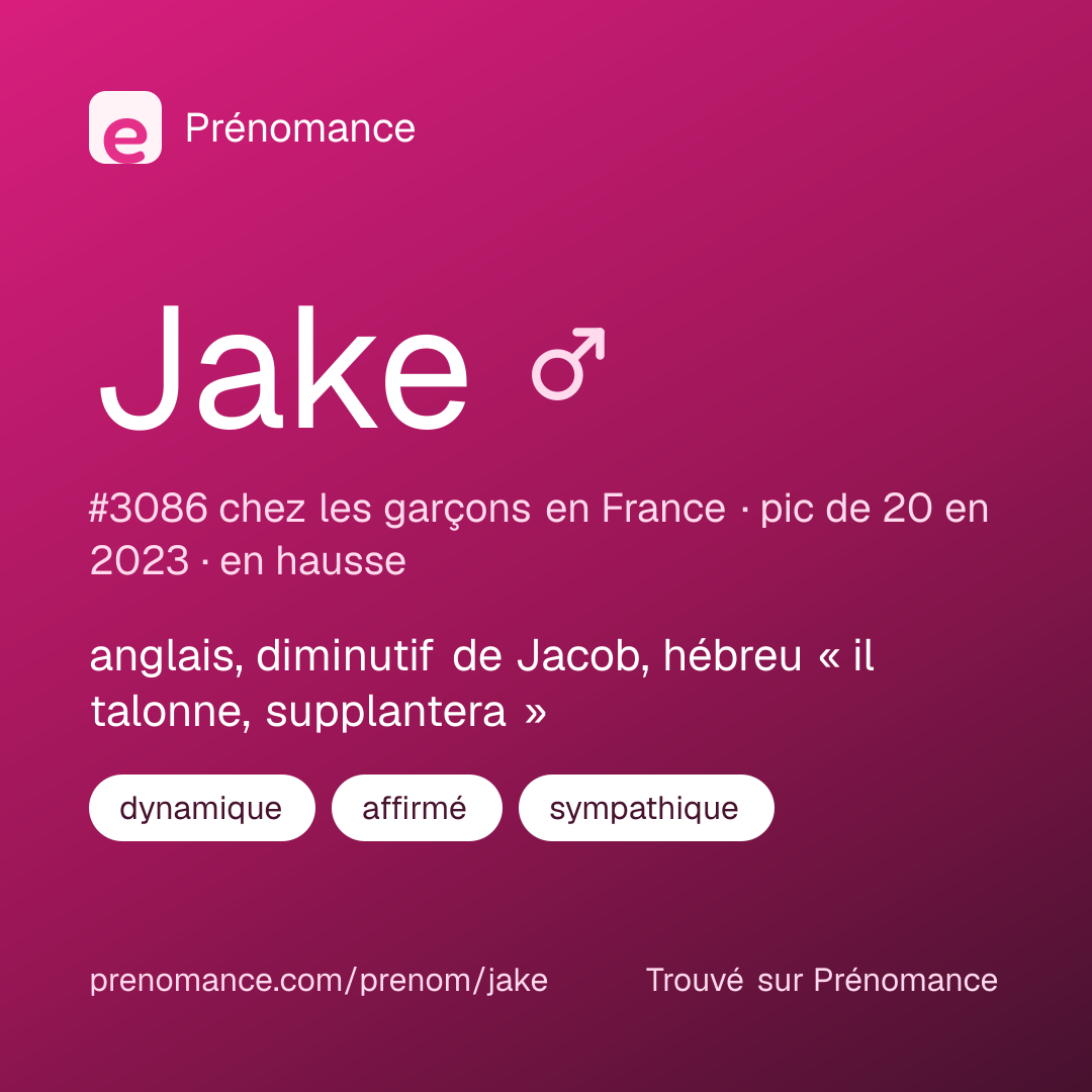 Carte de partage du prénom Jake