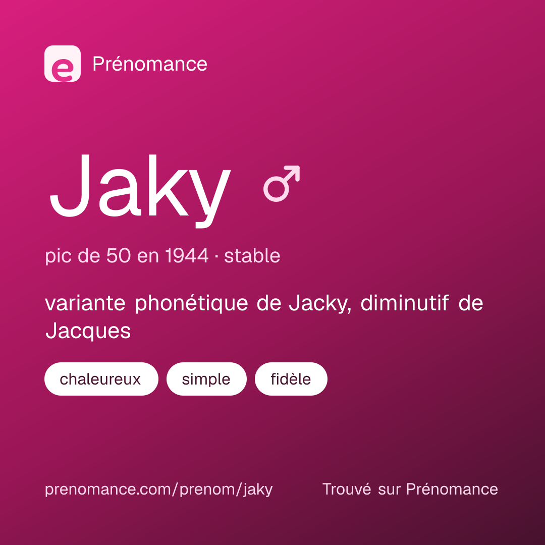 Carte de partage du prénom Jaky