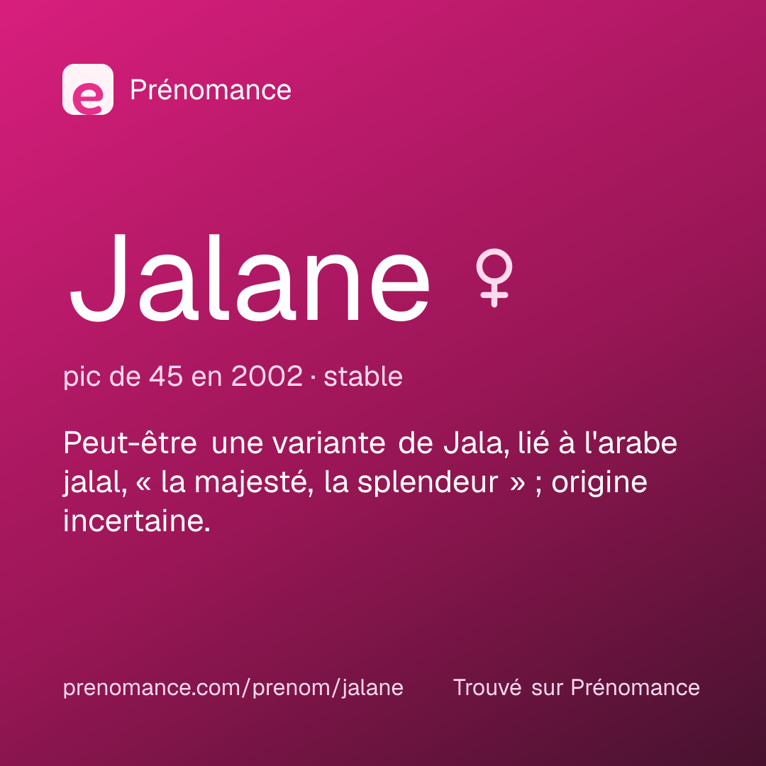Carte de partage du prénom Jalane