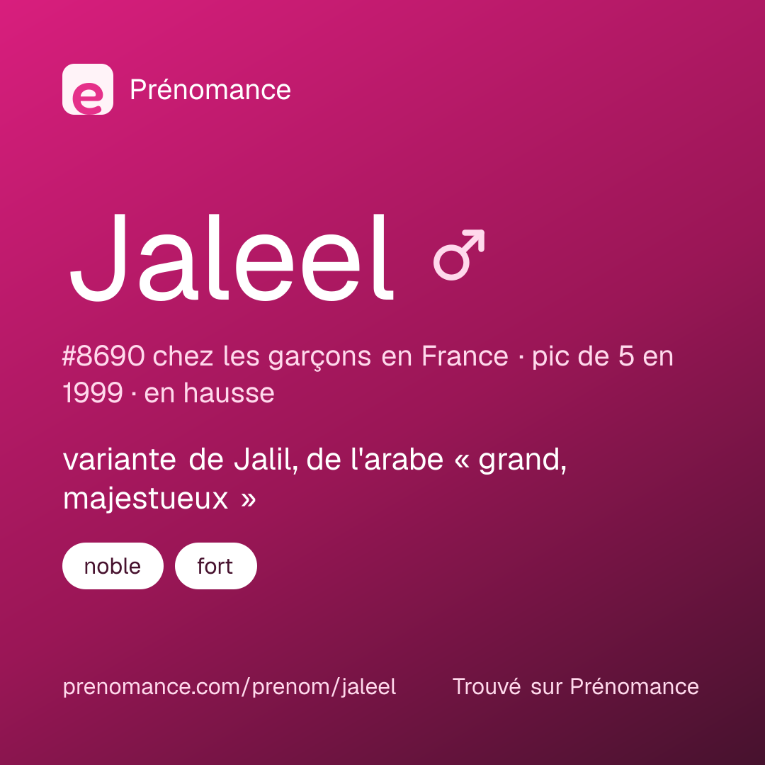 Carte de partage du prénom Jaleel