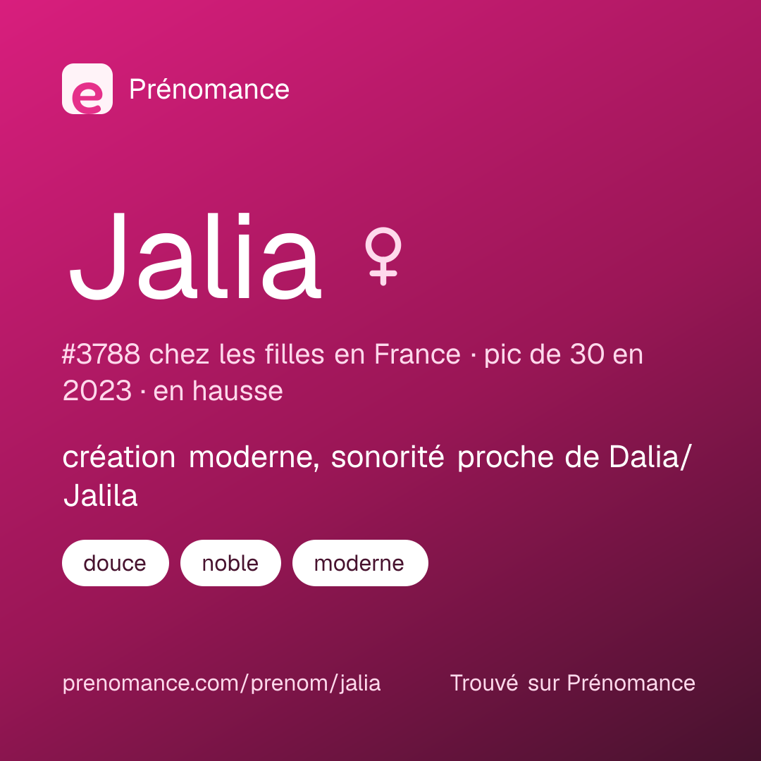 Carte de partage du prénom Jalia