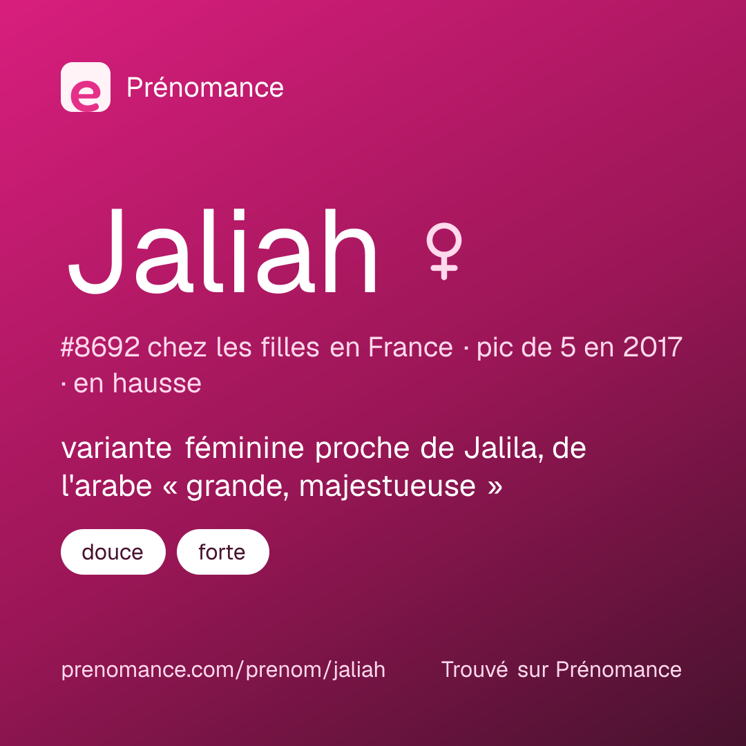 Carte de partage du prénom Jaliah