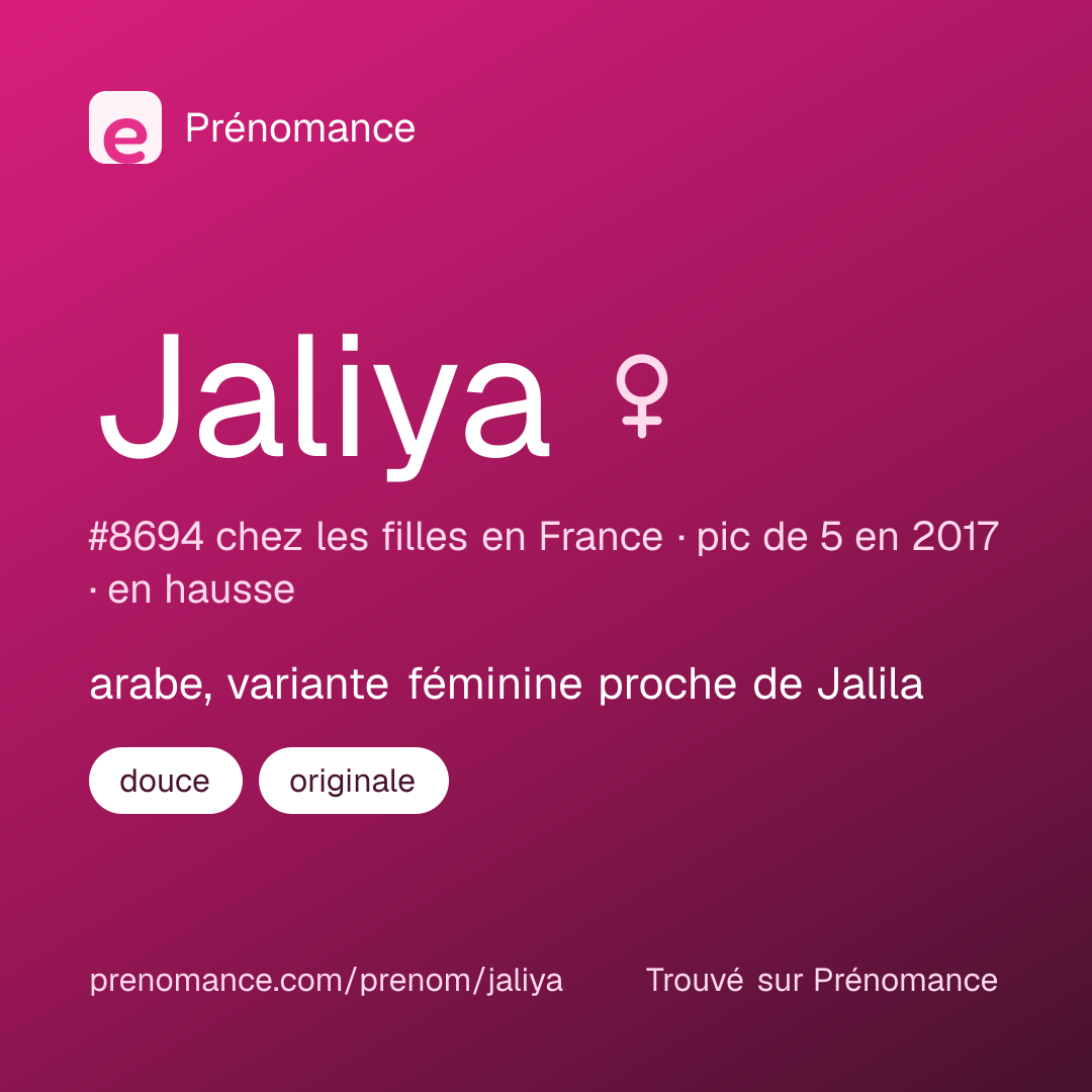 Carte de partage du prénom Jaliya