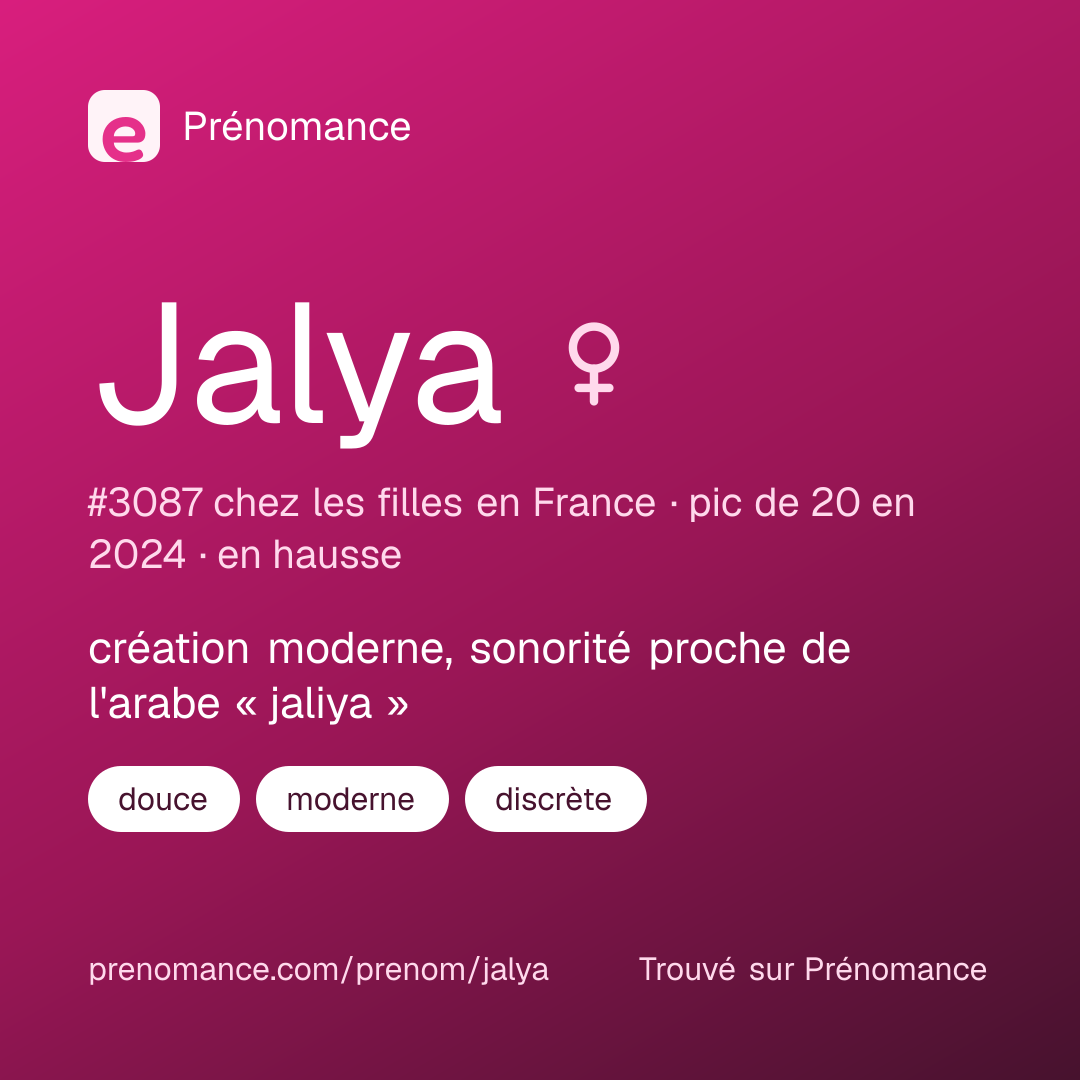 Carte de partage du prénom Jalya