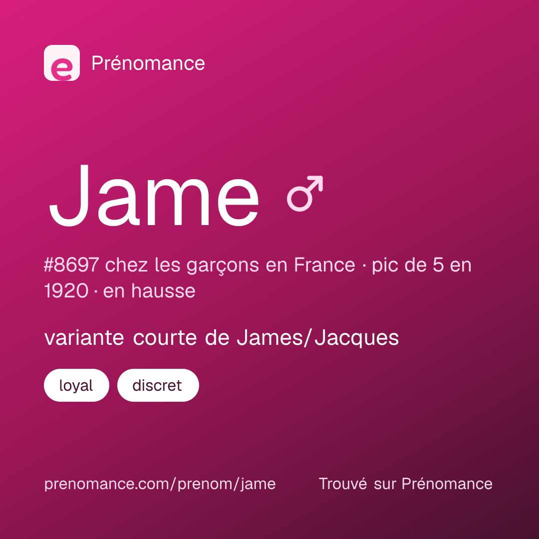Carte de partage du prénom Jame