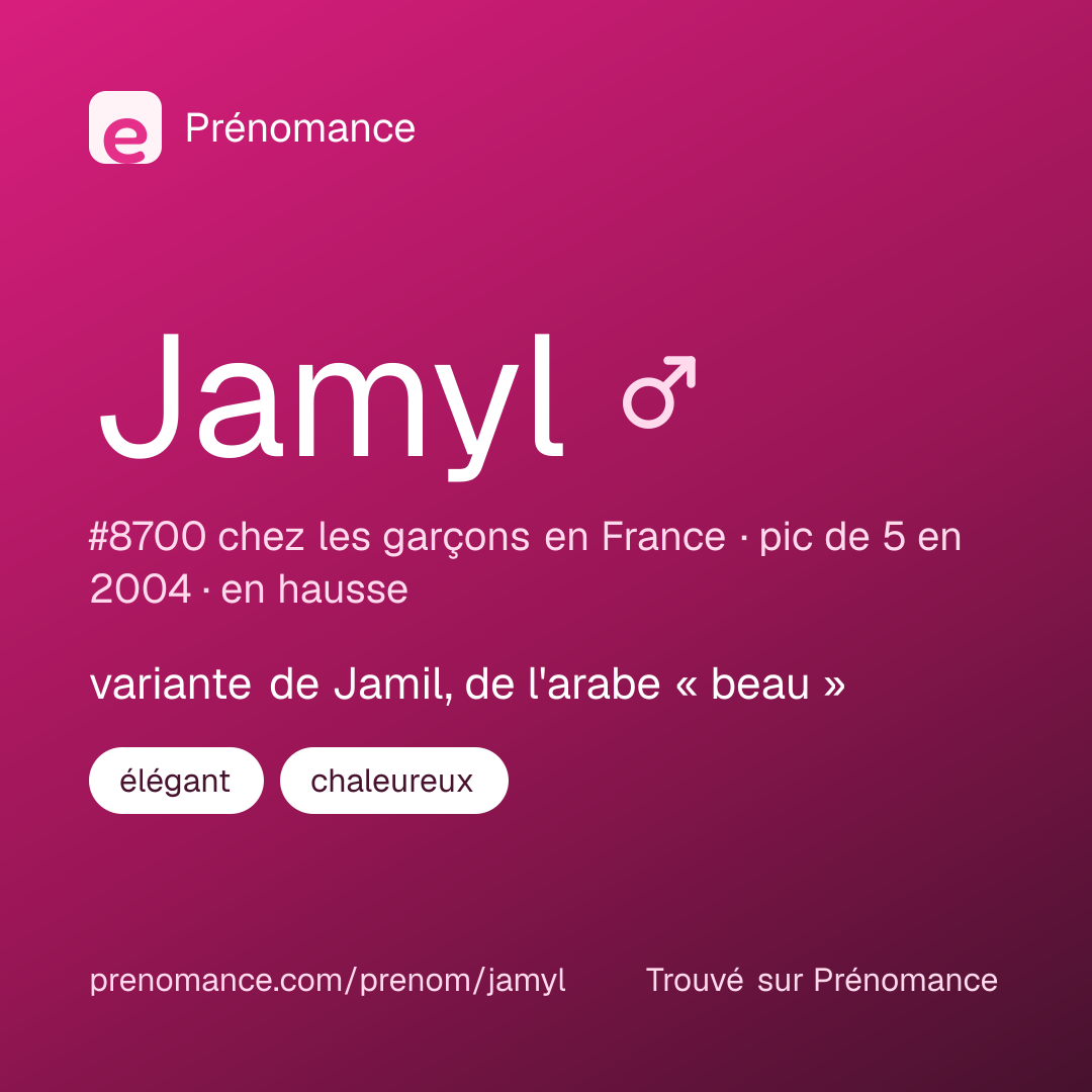 Carte de partage du prénom Jamyl