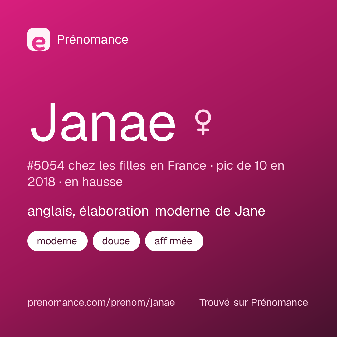 Carte de partage du prénom Janae