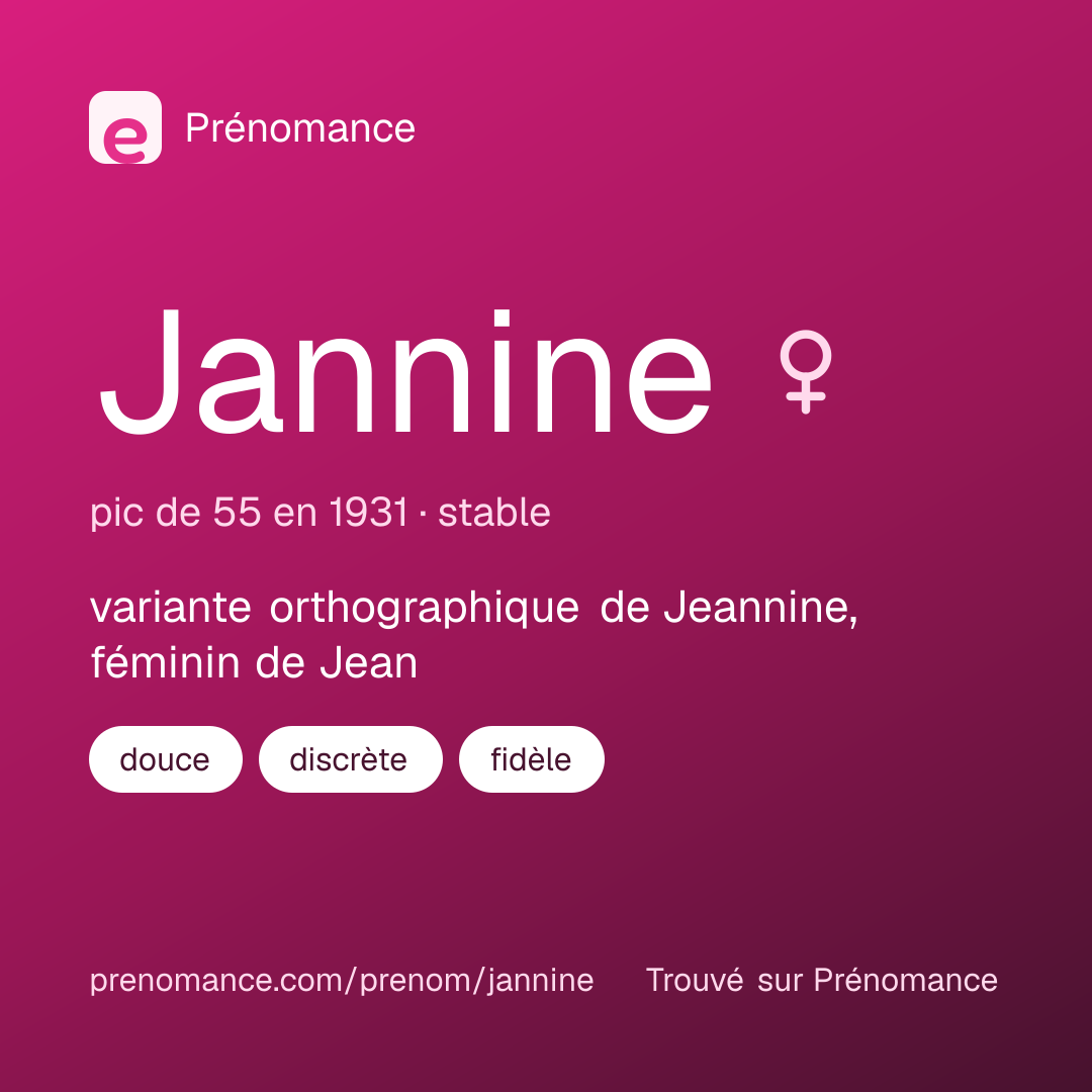 Carte de partage du prénom Jannine