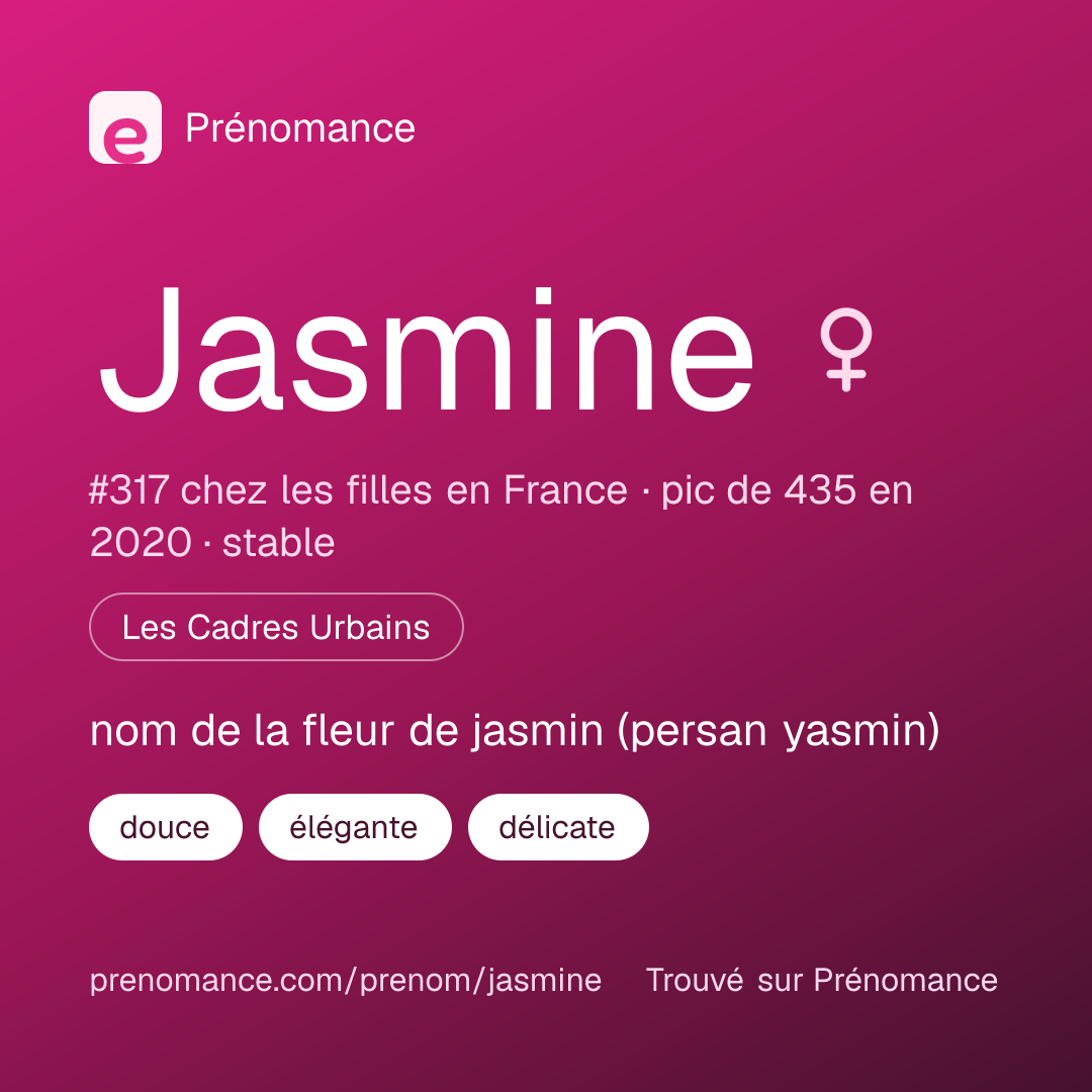 Carte de partage du prénom Jasmine