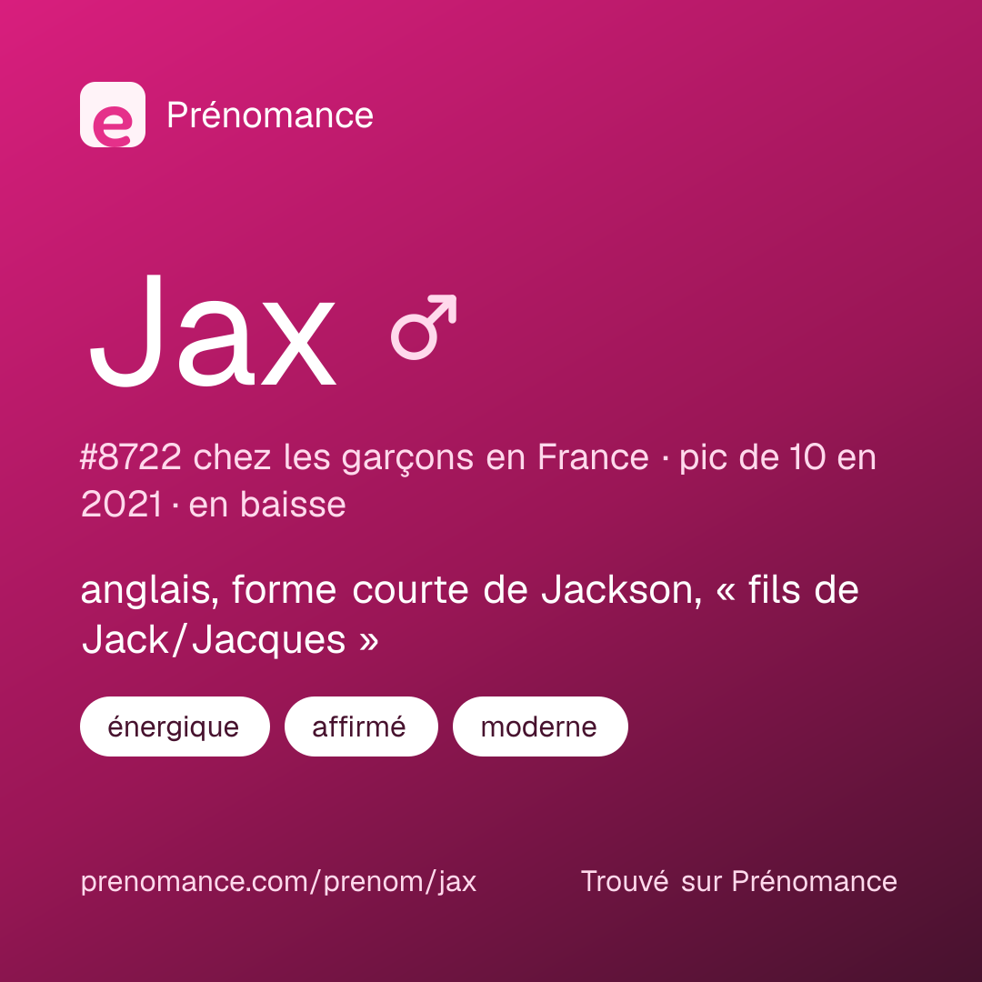 Carte de partage du prénom Jax